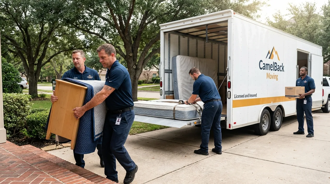 Crew loading residential truck for cross-state move from Kingston, PA