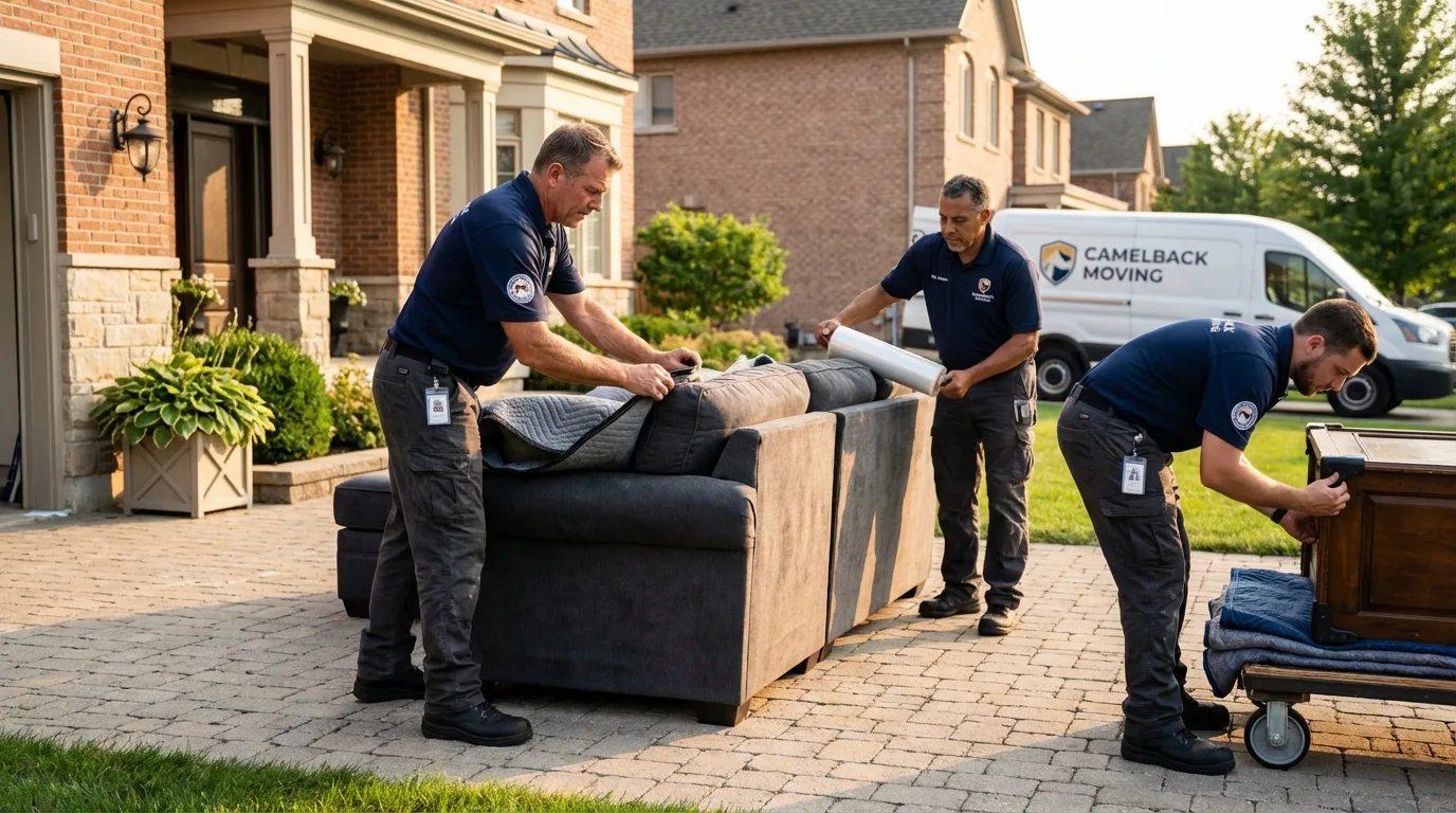 Large estate moving crew wrapping furniture in Kingston, PA