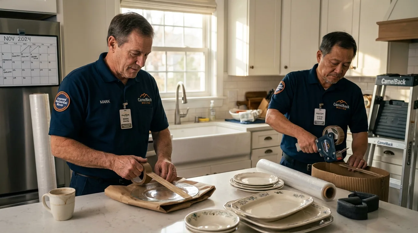 Professional crew packing kitchen dishware in Kingston, PA